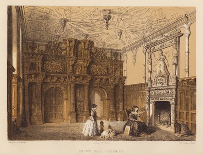 Crewe Hall, Cheshire (akvatint) av Charles James Richardson