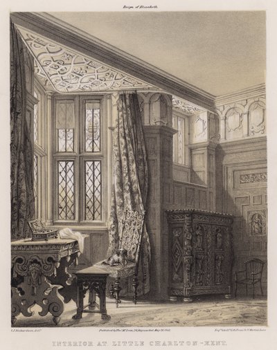 Interiör på Little Charlton, Kent (färg litho) av Charles James Richardson