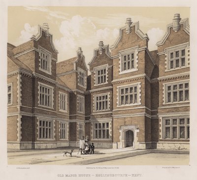 Gammal herrgård, Hollingbourne, Kent (färg litho) av Charles James Richardson