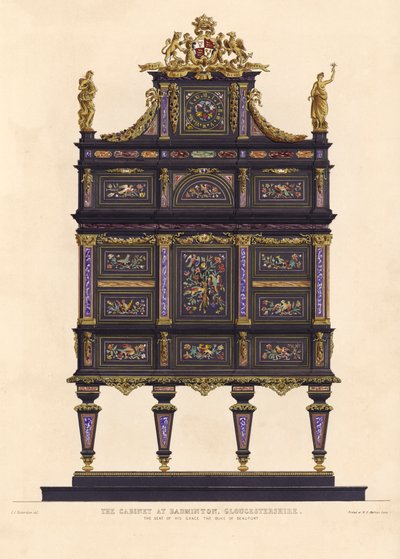 Skåpet i Badminton, Gloucestershire, säte för hans nåd hertigen av Beaufort (färg litho) av Charles James Richardson