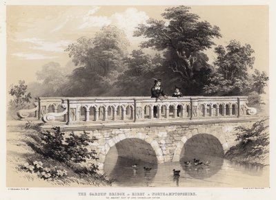 Trädgårdsbron vid Kirby i Northamptonshire, lordkansler Hattons gamla säte av Charles James Richardson