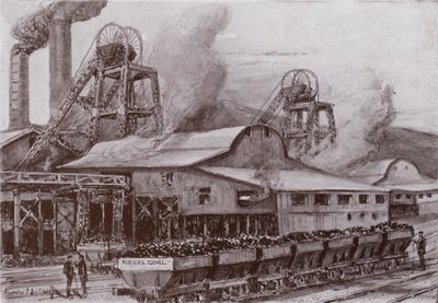 En walesisk kolgruva (litho) av Charles John de (after) Lacy