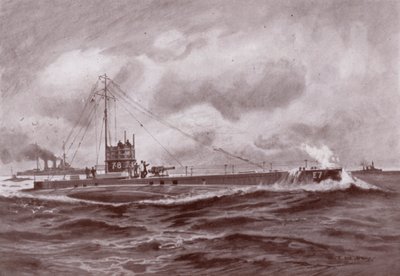 En ubåt på ytan (litho) av Charles John de (after) Lacy