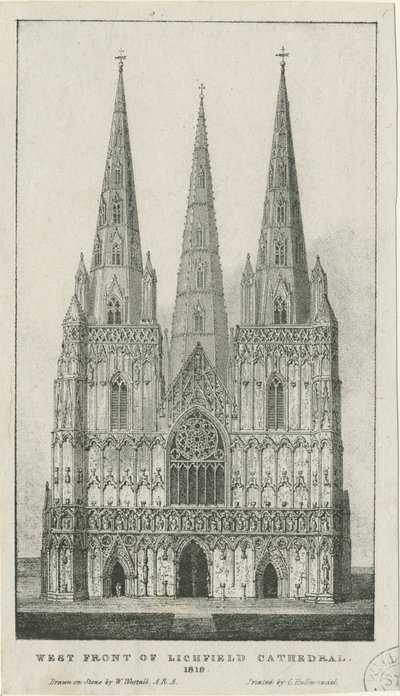 Lichfield Cathedral - West Front: gravyr, 1819 av Charles Joseph Hullmandel