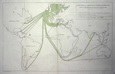 Karta som visar exporten av kol från de brittiska öarna 1850 av Charles Joseph Minard