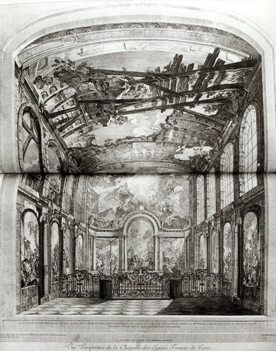 Utsmyckning av kapellet på Hospice des Enfants Trouves i Paris, graverad av Etienne Fessard (1714-77) c.1750 av Charles Joseph Natoire