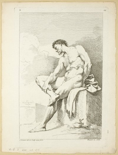 Figur, från Andra boken av figurer av akademier graverad delvis av professorerna i Royal Academy av Charles Joseph Natoire