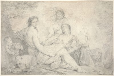 Hestia i ett mytiskt landskap, ca 1760 (grafit på veläng) av Charles Joseph Natoire