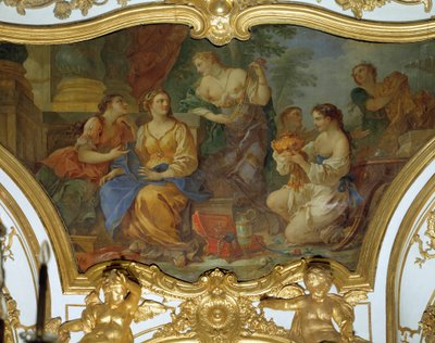 Psyche visar sina tresors för sina systrar Takmålning av Charles Joseph Natoire (Charles-Joseph Natoire av Charles Joseph Natoire