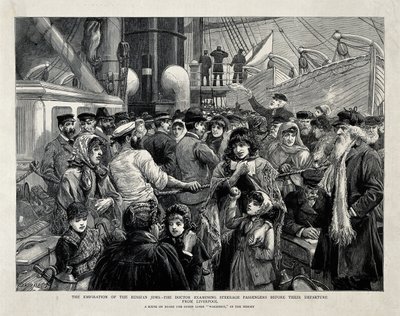 De ryska judarna undersöktes av en läkare före emigrationen från Liverpool, 1891 av Charles Joseph Staniland