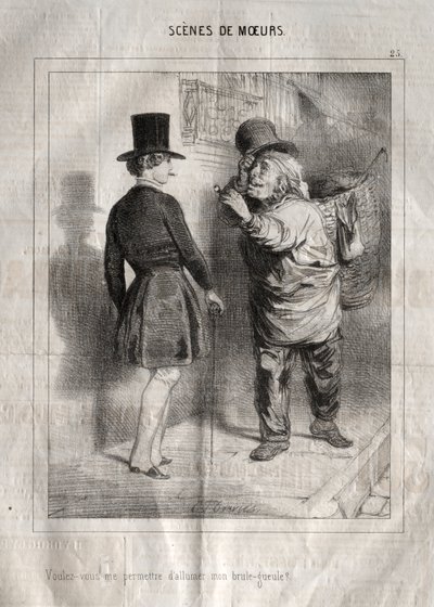 Scener av manér: Tillåter du mig att tända min brännare? av Charles Joseph Traviès de Villers