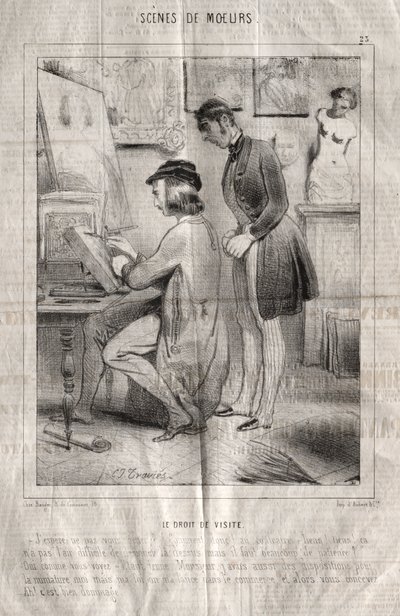 Scener av manér: Rätten till besök. Jag hoppas att jag inte stör dig?... av Charles Joseph Traviès de Villers