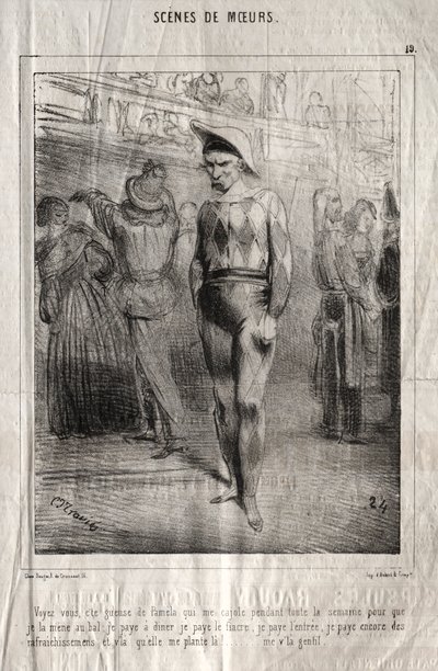 Scener av sätt: Du förstår, det är Pamelas kö som övertalar mig hela veckan så att jag tar med henne till balen... av Charles Joseph Traviès de Villers