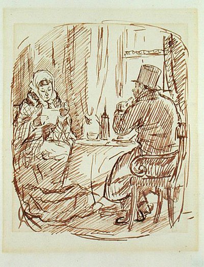 Kolsvälten (penna och brunt bläck på papper) av Charles Keene