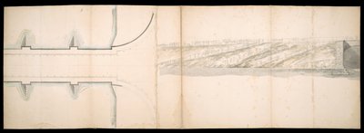 Design av den projekterade bron över Themsen i London, BL Kartor C.49.e.76 av Charles Labelye