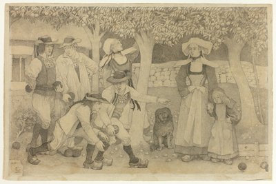 Petanque-spelare i Bretagne av Charles Laval