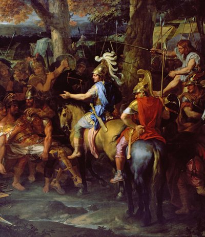 Alexander och Porus vid slaget vid Hydaspes, c.1673 (olja på duk) (detalj av 90063) av Charles Le Brun