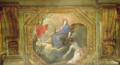 Taket på Hôtel de La Rivière detalj av Psyche som tigger Juno, 1653 olja på duk av Charles Le Brun