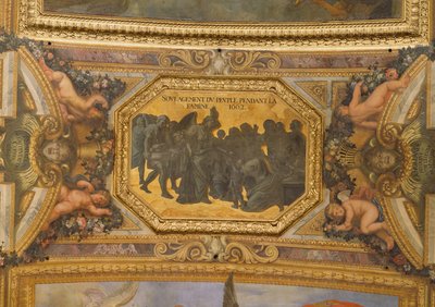 Hjälp till folket under hungersnöden 1662, takmålning från Galerie des Glaces av Charles Le Brun