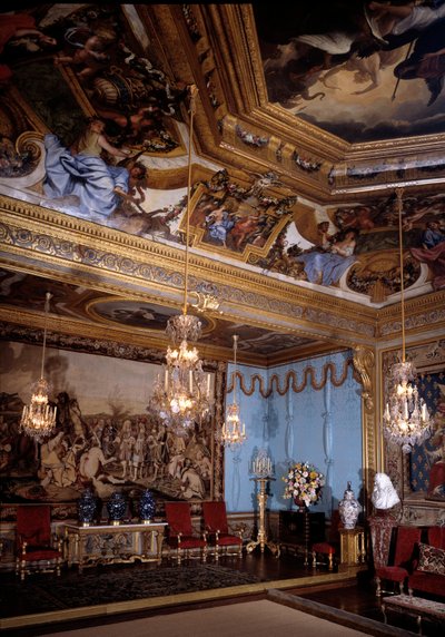 Musernas salong, slottet Vaux Le Vicomte (Vaux-Le-Vicomte). Dekor av Charles Lebrun (Le Brun) (1619-1690) av Charles Le Brun