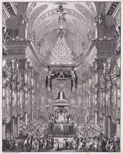 Mausoleet för Oratoire du Louvren, Rue Saint-Honore, till minne av den franske statsmannen Pierre Seguier, maj 1672, ca 1770-1780 (gravyr) av Charles Le Brun