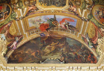 Alliansen mellan Tyskland och Spanien med Holland, 1672, takmålning från Galerie des Glaces av Charles Le Brun