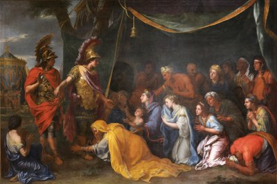 De persiska drottningarna vid Alexanders fötter, även kallad Darius tält av Charles Le Brun
