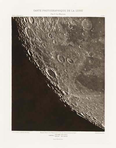 Carte photographique de la lune, planche XII.A (Fotografisk karta över månen, plansch XII.A),11 oktober av Charles le Morvan