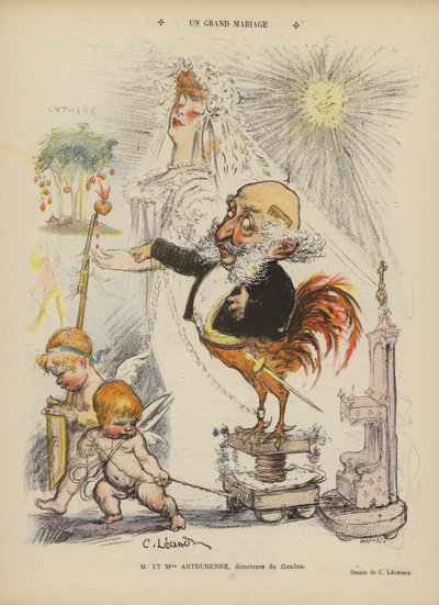 Ett stort bröllop. Illustration för Le Rire av Charles Leandre