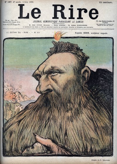 Auguste Rodin (1840-1917) skulptör Augustus - Tecknad av Charles Leandre (1862-1934) i "" Le Rire"" den 4 juni av Charles Leandre