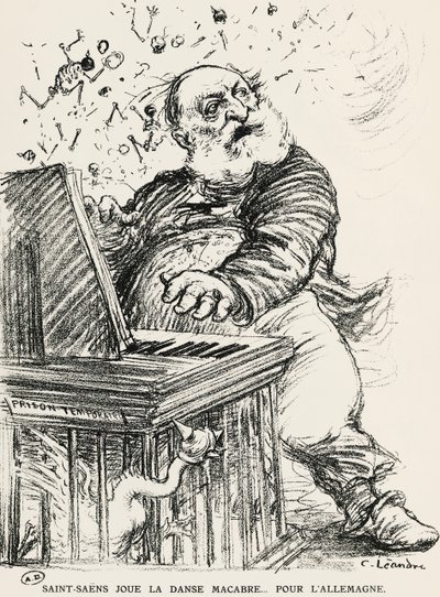 Karikatyr av Charles Camille Saint-Saens, fransk kompositör, pianist och organist av Charles Leandre