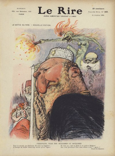 Karikatyr av tsar Ferdinand I av Bulgarien. Illustration för Le Rire av Charles Leandre