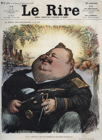 Charles I, kung av Portugal (1863-1908) - Carlos I, kung av Portugal och Algarves - Karikatyr av Charles Leandre (1862-1934) i "The Rire"" den 8 november av Charles Leandre