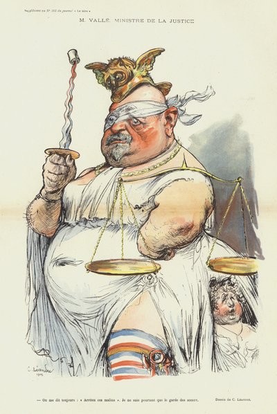 Ernest Valle, Frankrikes justitieminister, illustration för Le Rire av Charles Leandre