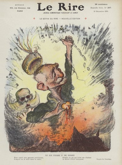 Kung Peter I av Serbien. Illustration för Le Rire av Charles Leandre