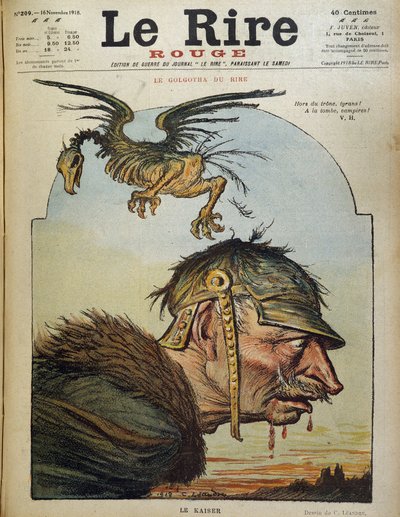 The Kaiser: William II - Tecknad av Charles Leandre (1862-1934) i "" Le Rire rouge"" från 1918-11-16 av Charles Leandre