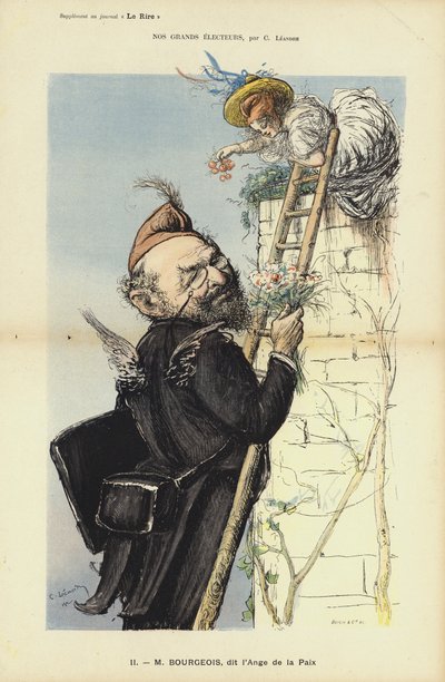 Leon Bourgeois, fransk politiker, illustration för Le Rire av Charles Leandre