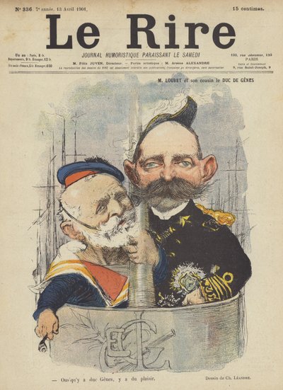 Loubet och hans kusin Duc De Genes, Illustration för Le Rire av Charles Leandre
