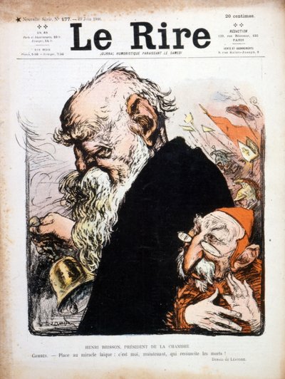 Satirisk illustration av Eugene Henri Brisson omslag till Le Rire 1906 (gravyr) av Charles Leandre
