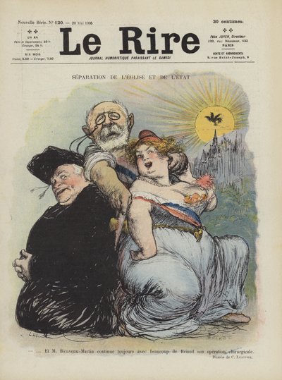 Separation av kyrka och stat. Illustration för Le Rire av Charles Leandre