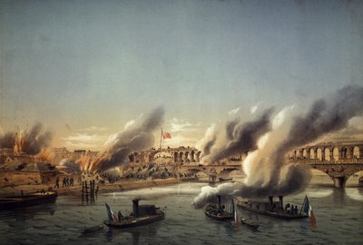 Seineflottil tvingar in i Paris vid barrikad den 21 maj av Charles Leduc