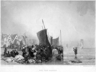 Fiskmarknaden, c1820-talet. av Charles Lewis