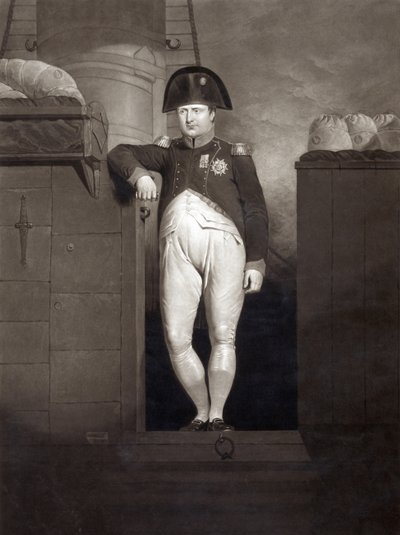 Napoleon Bonaparte på landgången till HMS Bellerophon efter att ha nått Plymouth Sound, augusti 1815, graverad av Charles Turner av Charles Lock Eastlake