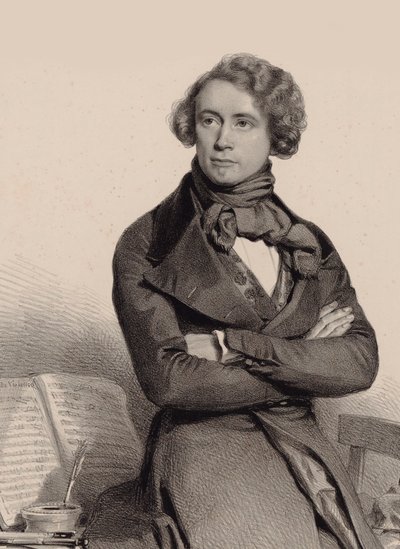 Porträtt av cellisten och kompositören Adrien-François Servais 1807-1866, 1838. av Charles Louis Baugniet