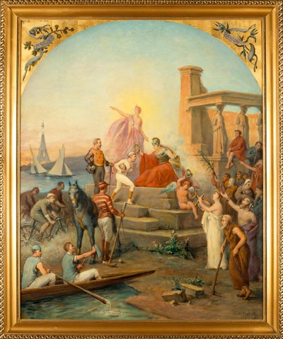 Allegory of Sports (Allegory of Sports) - Målning av Charles Louis de Fredy, Baron de Coubertin (1822-1908), olja på duk (97,5x80 cm) av Charles Louis Fredy de Coubertin