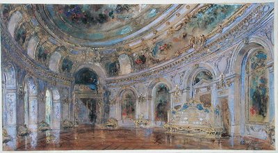 Bankettsal vid kungliga slottet i Laeken, ca 1910 (akvarell på papper) av Charles Louis Girault