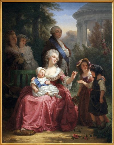 Den franska kungafamiljen i Trianon, ca 1860 av Charles Louis Lucien Muller