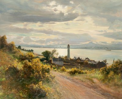 Dundee från Tayport (olja på duk) av Charles Louis Mitchell
