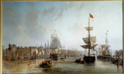 Hamnen i Rouen 1855 Målning av Charles Louis Mozin (1806-1862) 1855 Sön. 1,77x2,87 m Rouen, Musee des Beaux Arts av Charles Louis Mozin