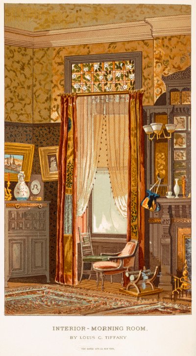 Morning Room 1881, av Tiffany, Charles Louis från C Harrisons Womans Handiwork in Modern Homes New York 1881 av Charles Louis Tiffany